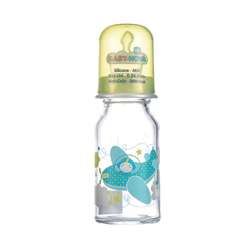 Baby-Nova婴乐之星婴儿标准口玻璃奶瓶-125ml(74606-绿色飞机)