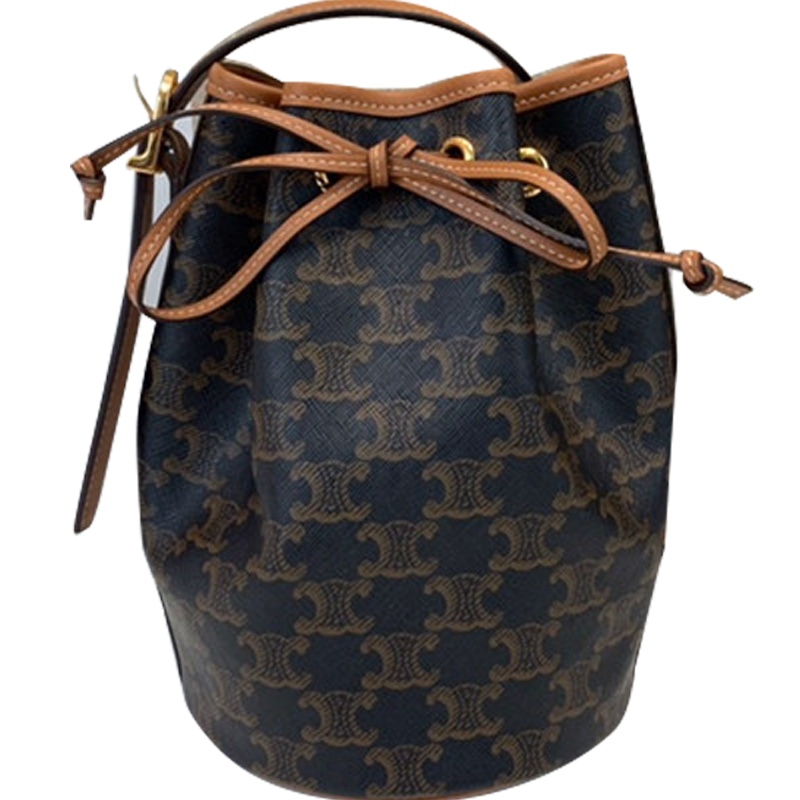 【预定】CELINE TRIOMPHE帆布小号抽绳包 涂层帆布/牛皮革 14*21*14CM