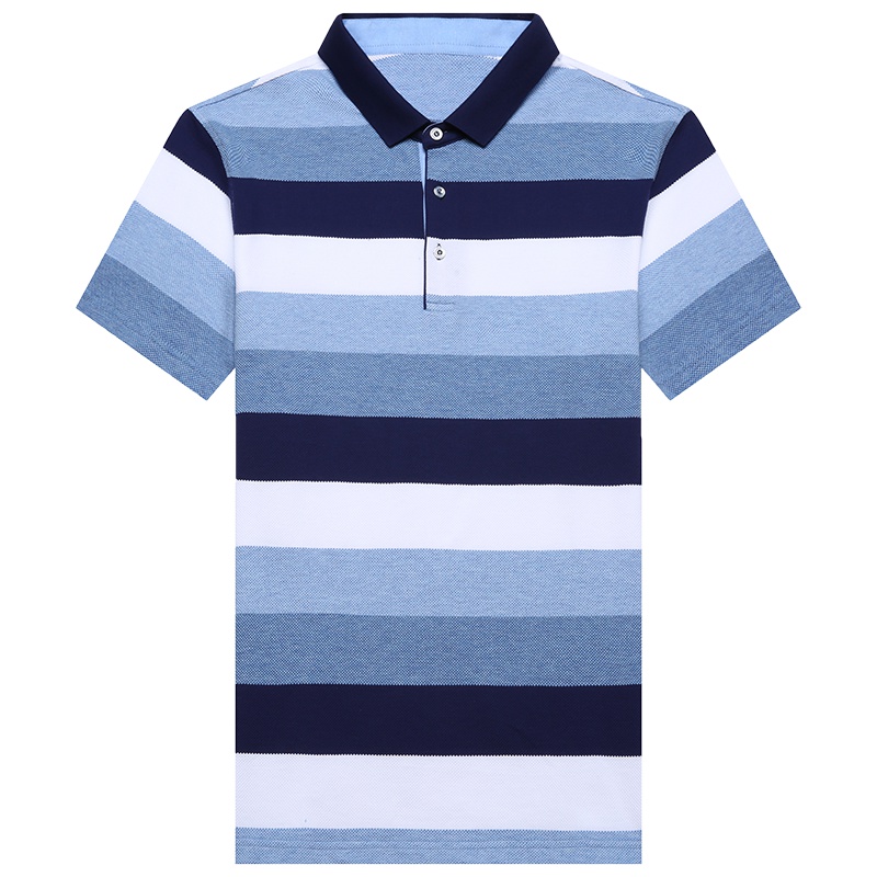 卡帝乐鳄鱼短袖T恤男条纹Polo衫中年宽松翻领男上衣BAB9076