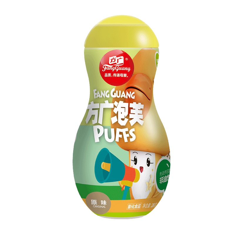 方广 儿童零食 饼干 奶豆 溶豆 膨化 原味泡芙28g/桶装(买2赠圆环配件1个)