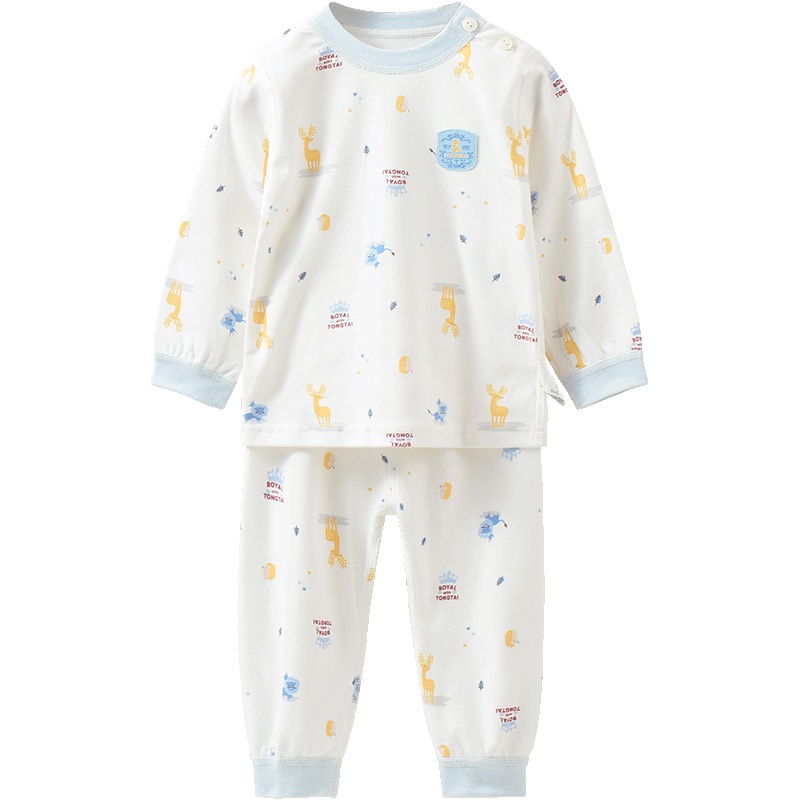 童泰TONGTAI婴儿纯棉肩开内衣套装6-24个月-3岁宝宝套头上衣裤子2件套