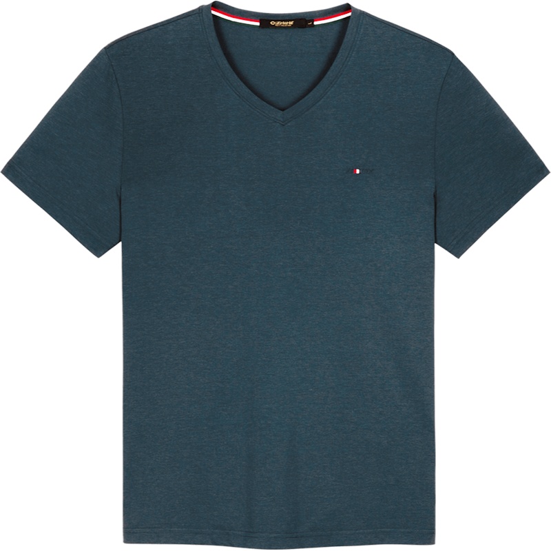 千纸鹤男装薄款弹力V领短袖T恤男2020夏季新款休闲上衣20518