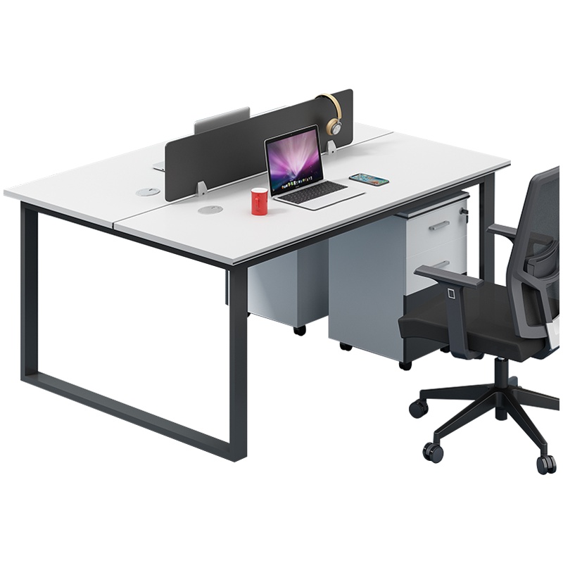 三圣 办公家具办公桌双人含柜钢架桌子简约现代职员写字台员工电脑桌工位桌