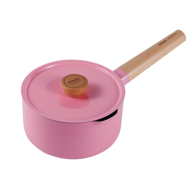 三禾Beautyouth小清新系列不粘锅宝宝热奶锅辅食锅煮粥炖锅泡面锅16CM倾城粉