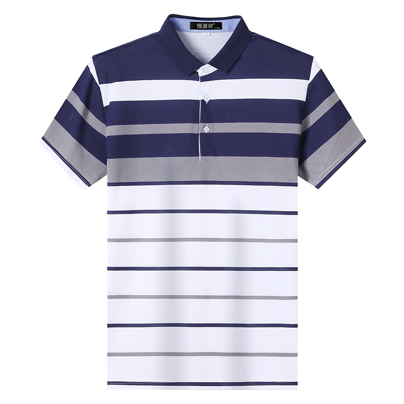 恒源祥男士T恤2021夏新款中青年短袖t恤男商务休闲条纹体恤夏季上衣
