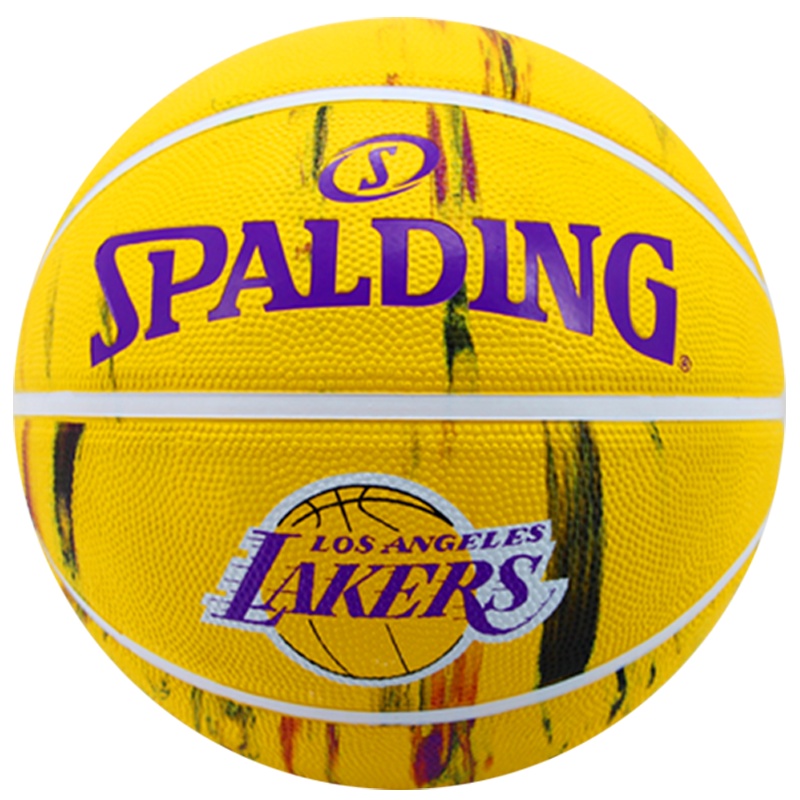 斯伯丁(SPALDING)篮球大理石印花系列NBA湖人队徽84-095Y橡胶材质室外通用篮球七号篮球