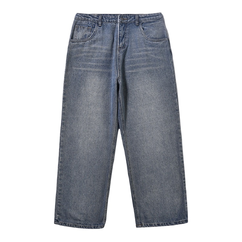 牛仔裤男直筒宽松潮牌ins坠感百搭阔腿休闲长裤子韩版潮流水洗