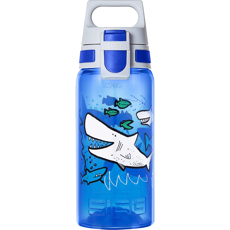 瑞士进口SIGG希格运动水杯便携塑料杯随手杯户外PP杯子儿童小学生饮卡通水杯夏季水瓶 蓝色鲨鱼500ml