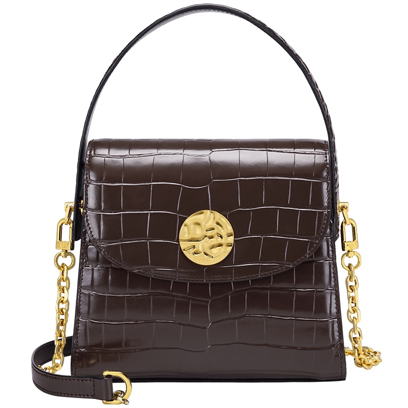 GOLF包包2021新款潮时尚牛皮单肩斜挎包简约小包女复古手提小方包