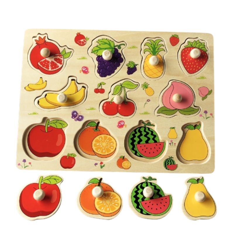 儿童早教嵌板智扣1-2-3岁宝宝木质拼图配对玩具男女孩手抓板 优选9