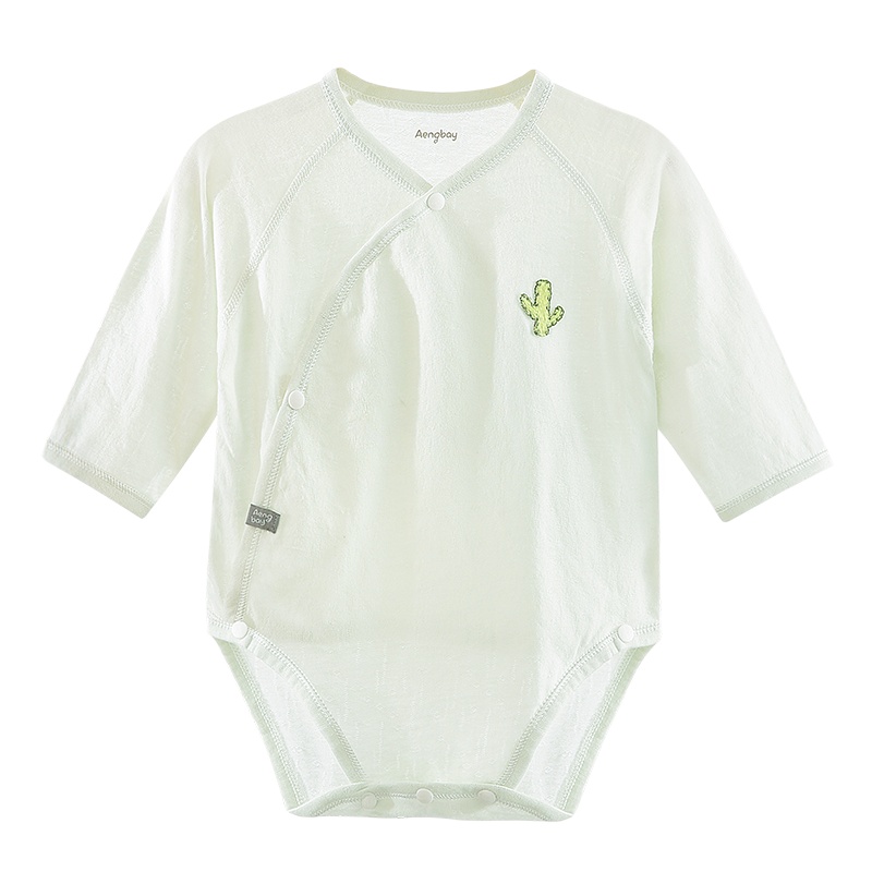 Aengbay 婴儿长袖薄款包屁衣无骨三角哈衣宝宝空调服夏天睡衣纯棉