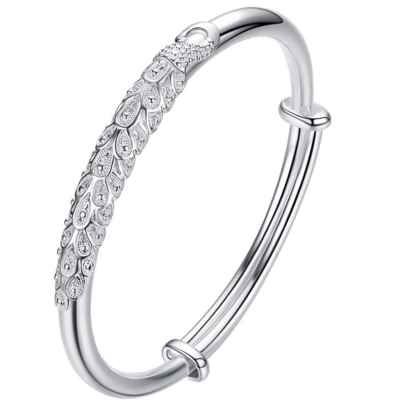 佰色传情(BRIR)银手镯女纯银年轻款花丝银镯子S999足银民族风手环