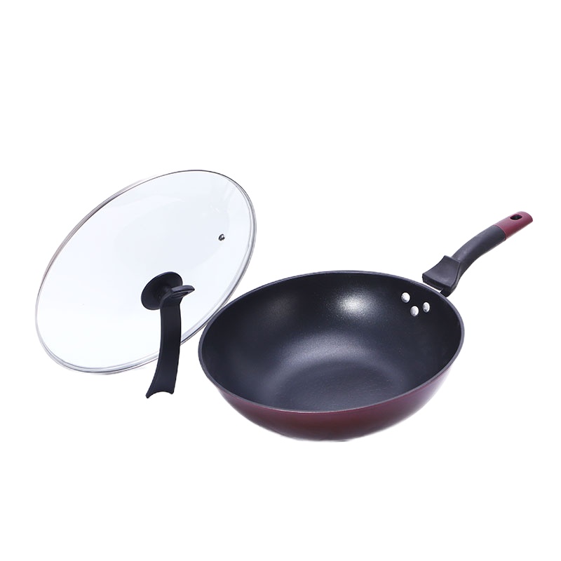 韩式不粘锅炒锅家用铁锅钻技节能平底锅电磁炉燃气适用炒菜锅 32cm带盖普通款