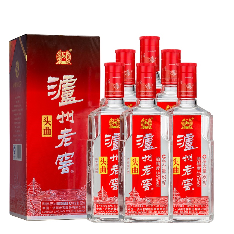 泸州老窖 头曲 55度 浓香型白酒 625ml*6 整箱装 苏宁自营