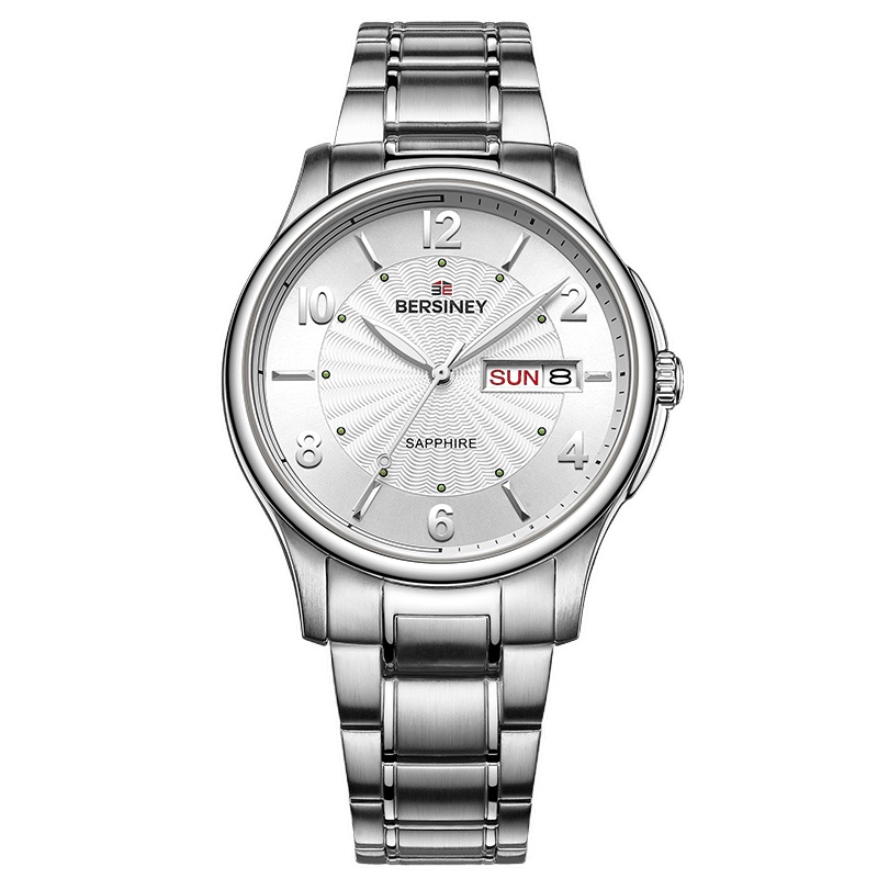 BERSINEY(波西尼)简约商务手表男女石英表防水时尚情侣表钢带大表盘腕表夜光针 伯恩系列