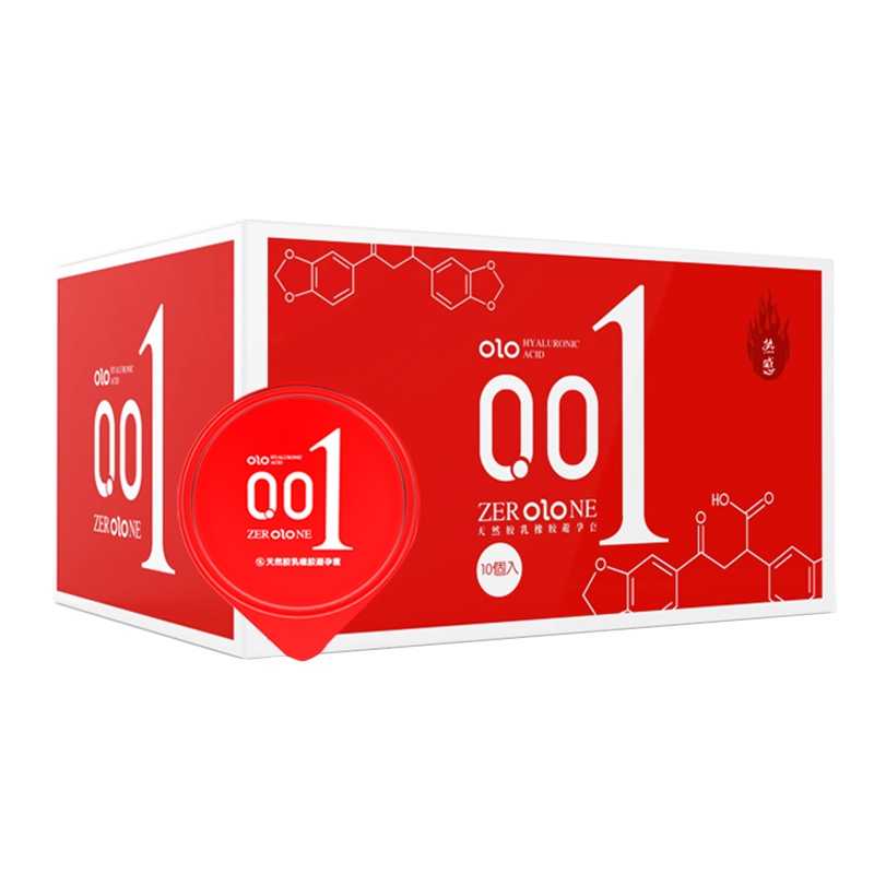 我乐OLO玻尿酸避孕套10只装 男用0.01系列超薄型安全套光面润滑女性热感丝薄套子保险套夫妻房事情趣成人性用品计生用品