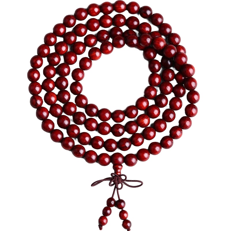 [梵心阁]印度小叶紫檀手串6mm纤细 印度紫檀檀香108佛珠手链 男女款 6mm满金星