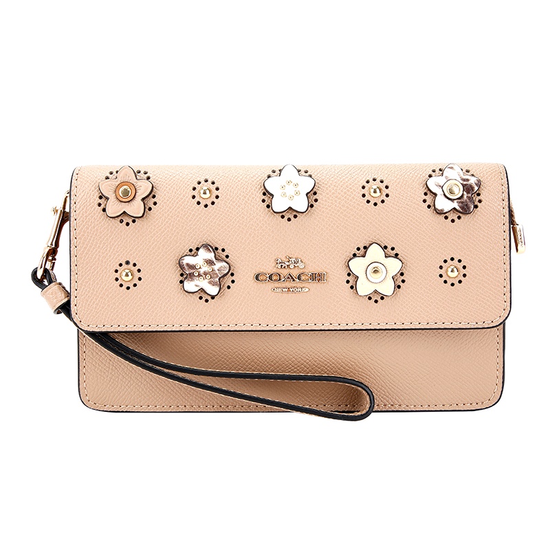 COACH 蔻驰 奢侈品 女士专柜款粉色人造革手拎包手拿包 91795 SVOFE