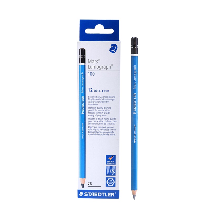 施德楼(STAEDTLER)素描铅笔100蓝杆专业绘图绘画学生速写工具-
