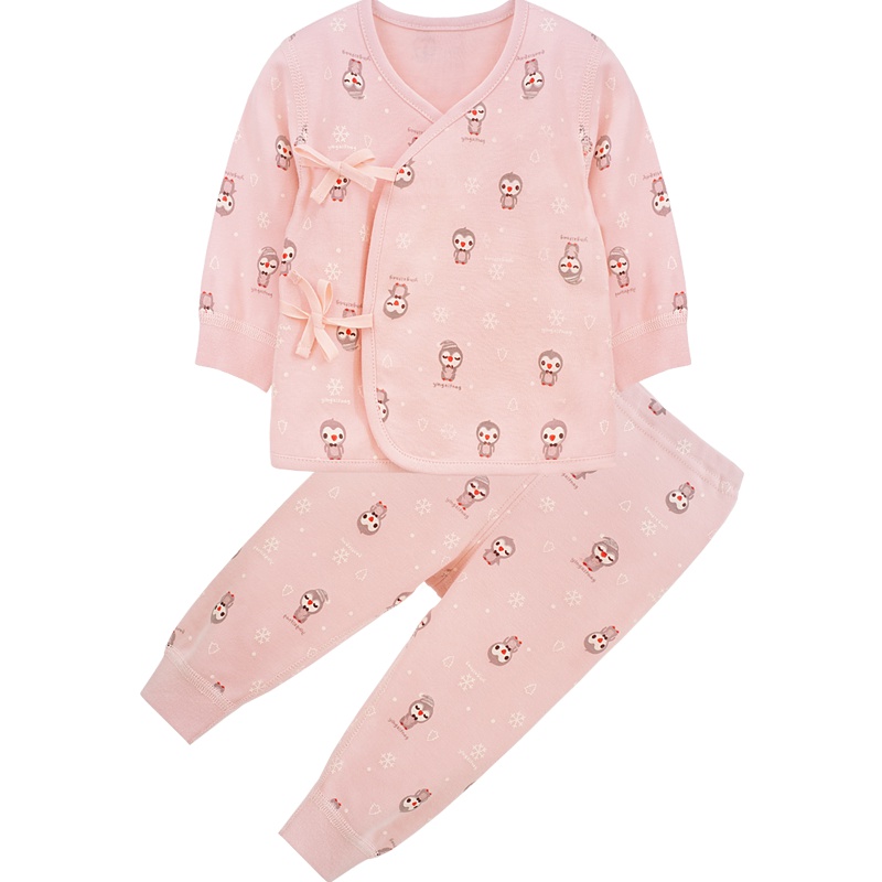 婴姿坊秋冬新生儿和尚袍套装宝宝婴幼儿四季绑带内衣两件套可开裆 2色 52-66cm 0-9个月