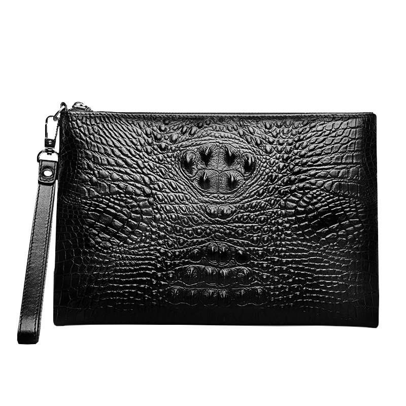 鳄鱼纹手包男士2019新款时尚真皮大容量手拿包商务男包手抓包韩版