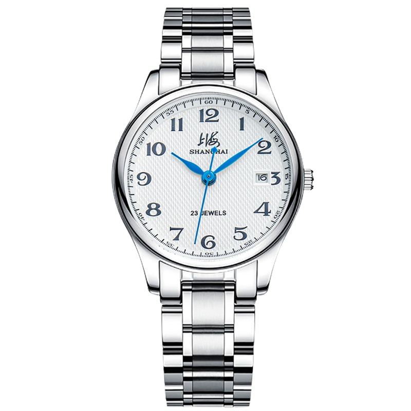 上海(SHANGHAI)手表女士三针日历系列全自动机械表507商务日历3ATM防水透底时尚潮流女士手表女机械表