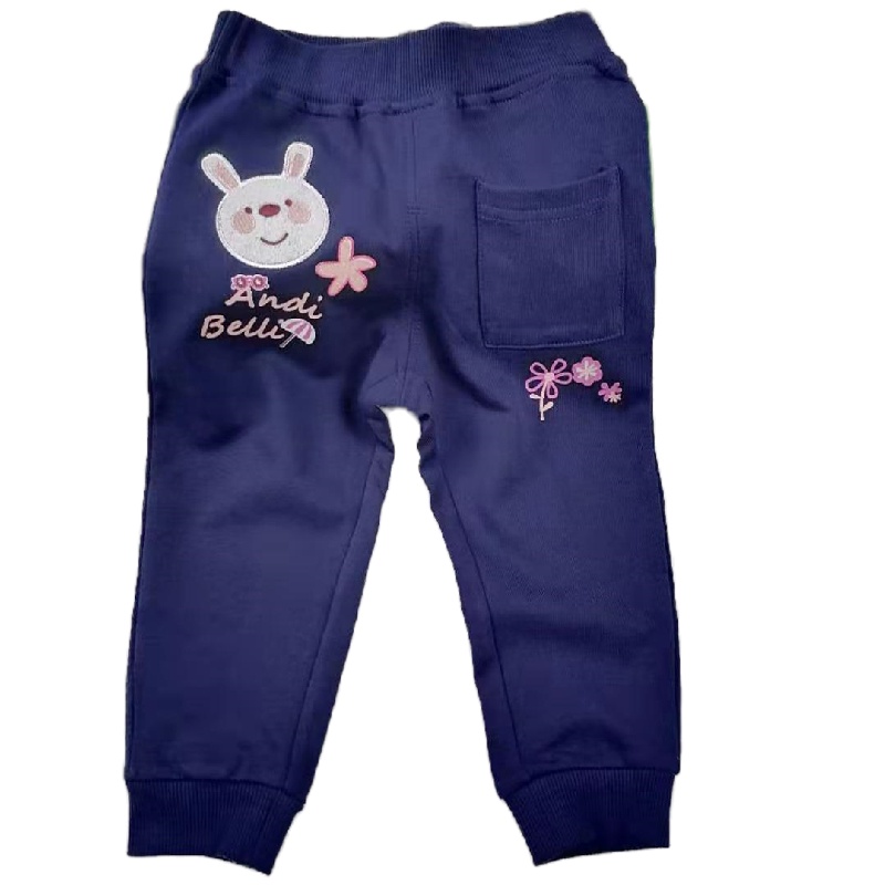 安笛贝乐儿童休闲裤女童可爱印花长裤藏青色80-120cm