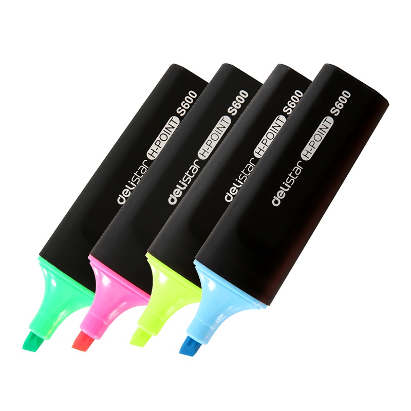 得力(deli) S600 彩色荧光笔 办公学生专用记号笔 多色可选 6支一盒装