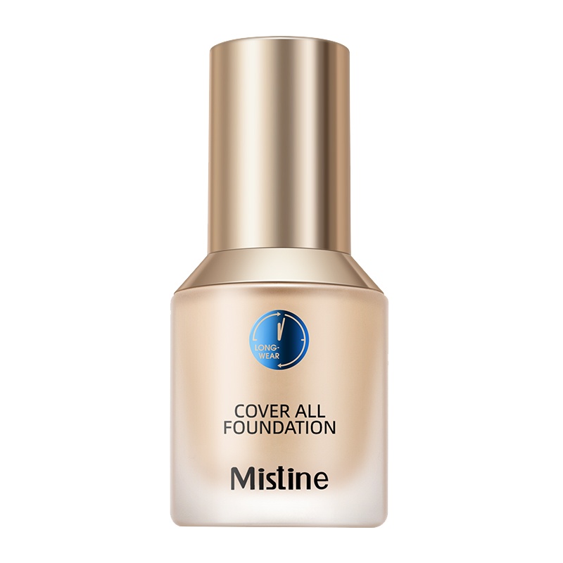 [买一赠三]Mistine/蜜丝婷蓝盾粉底液干油皮遮瑕持久保湿控油定妆 色号#LF100 自然瓷白30g