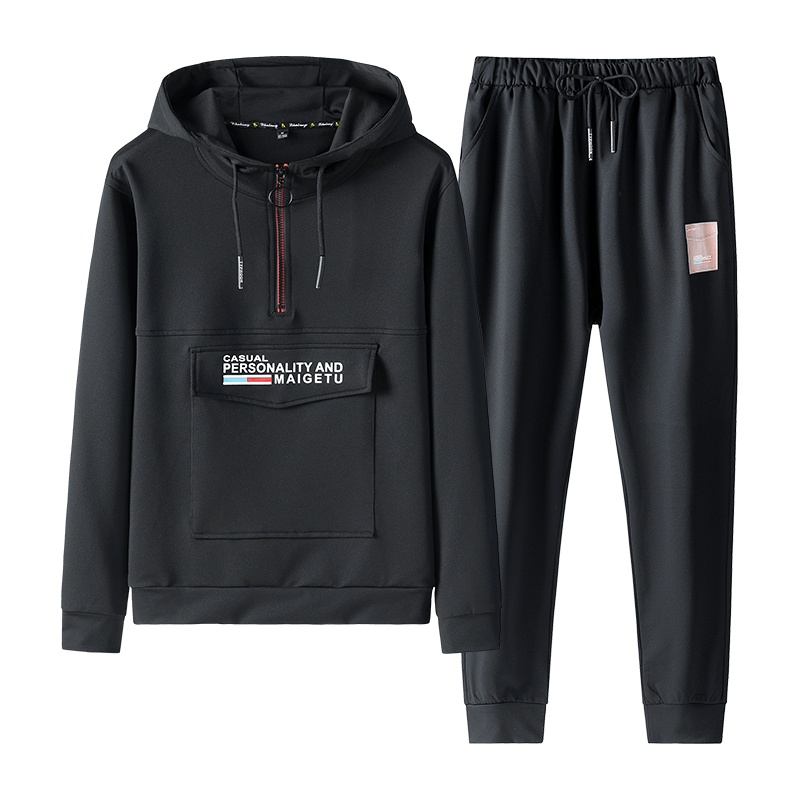 稻草人(Mexican)男士卫衣套头潮牌套装半拉链长袖连帽港风春秋款一套衣服潮流帅气