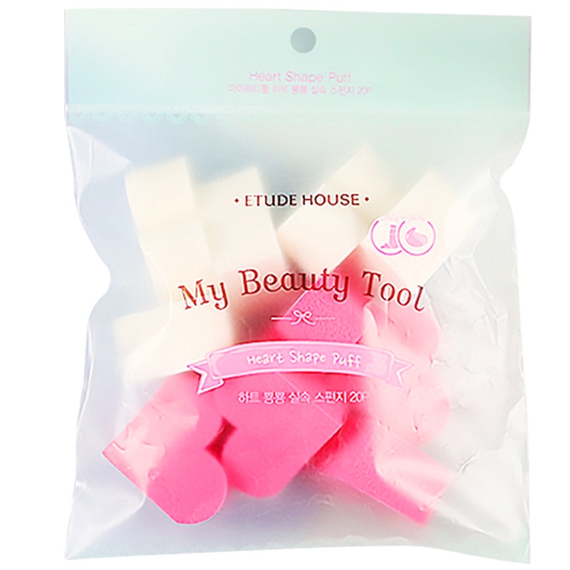 ETUDE HOUSE伊蒂之屋可爱桃心干湿两用化妆海绵粉扑10枚