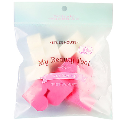 ETUDE HOUSE伊蒂之屋可爱桃心干湿两用化妆海绵粉扑10枚