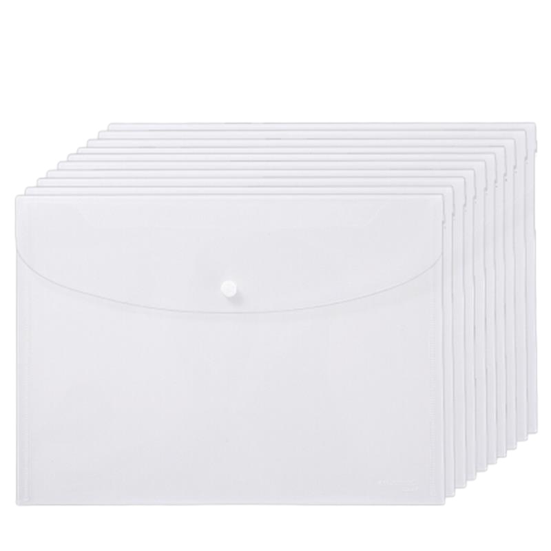 齐心(Comix) 10个装 A4透明文件袋 公文袋 资料袋 按扣档案袋EA6000 办公用品