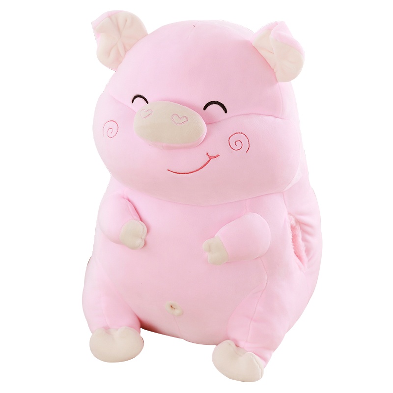 鸱吻福猪抱枕猪猪抱枕毛绒玩具男孩女孩玩具生肖生日礼物1*1.7m,45cm 粉色 毛毯款