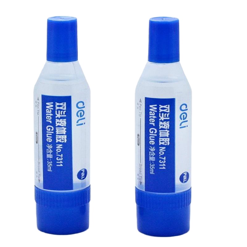 得力液体胶水7311 双头胶水 大小双头 涂抹均匀 35ml 15只装