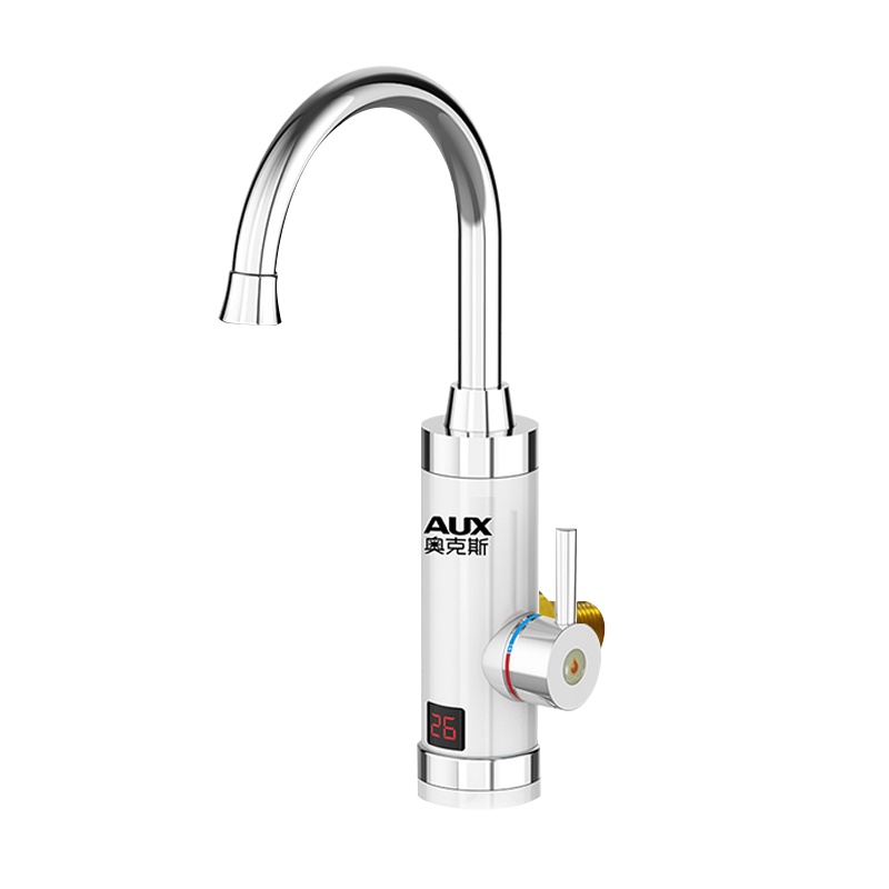 奥克斯(AUX)电热水龙头 温度数显侧进水冷热两用速热快加热自来水过水热厨房小厨宝即热式SAC3白色漏保套装