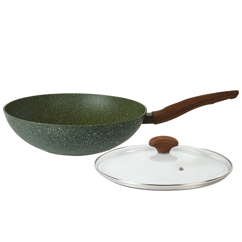 TVS意大利进口锅具 Natura 植物涂层 不粘锅 中式炒锅 带盖28cm