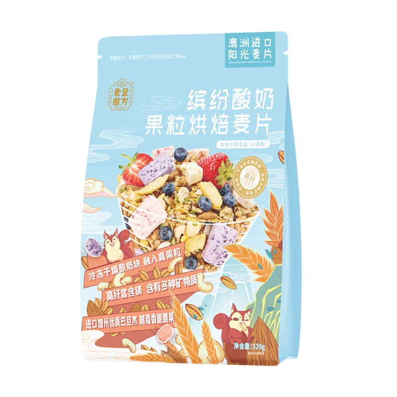 老金磨方 缤纷酸奶果粒烘焙麦片520g即食代餐