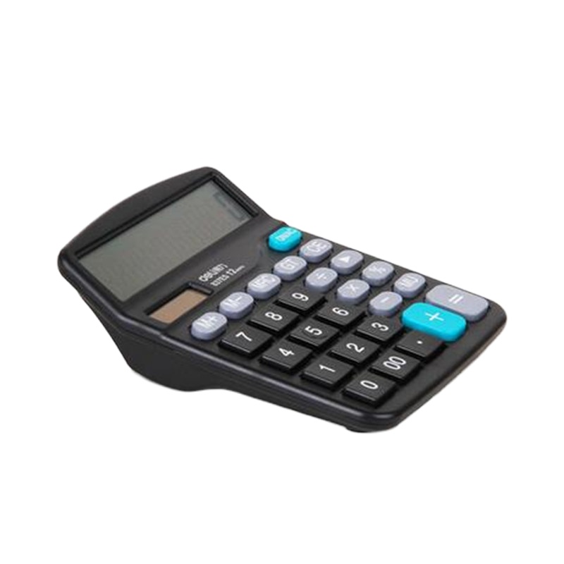 得力(deli)双电源轻便桌面计算器 12位大屏桌面计算机 办公用品 黑色837