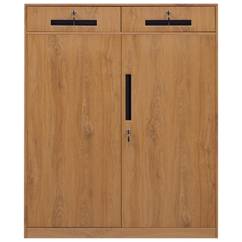 创世人 办公家具文件柜黄木纹转印铁皮柜钢质办公柜档案柜资料柜铁皮柜二斗下节