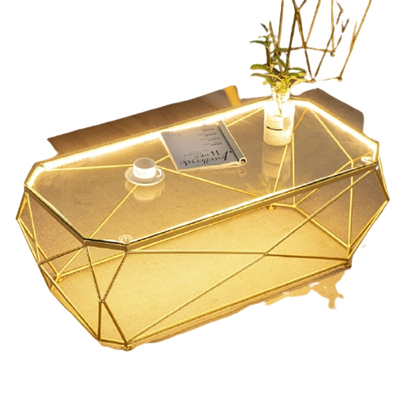 定制定制古达_简约现代茶几客厅长方形玻璃桌北欧小户型样板间家具创意灯光艺术