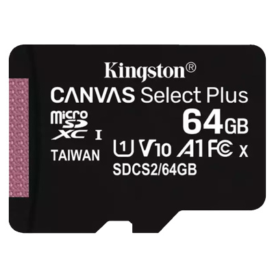 金士顿(Kingston)64GB TF卡手机内存卡 读100MB/s存储卡 V10 U1 A1 Micro SD卡