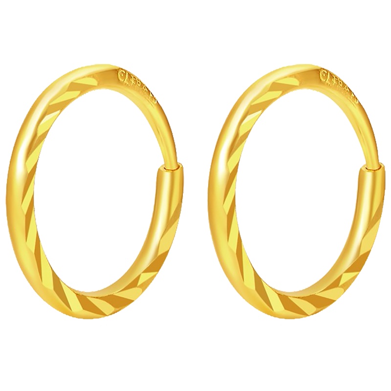 翠绿 黄金耳饰 足金999女款车花耳环一对 金重约0.9-1g A01000060008