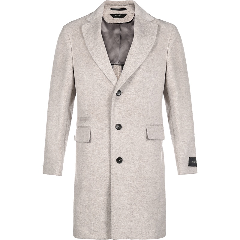 Z ZEGNA 杰尼亚 男士 羊驼纤维/混纺中长款大衣外套 897811 4DG2G0