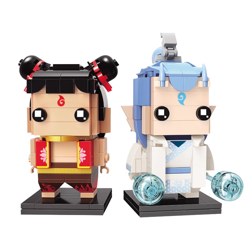 启蒙哪吒魔童降世宝可梦益智拼装方头仔积木玩具Keeppley-哪吒与敖丙组合装A0107