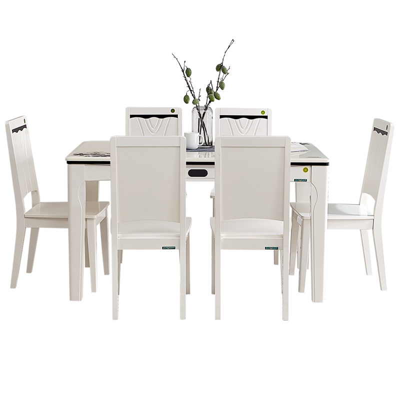 抢全友家居 简约现代餐桌椅组合 餐厅长方形桌子小户型饭桌人造板 120358