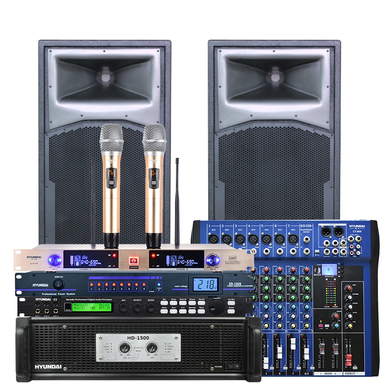 现代(HYUNDAI)Z1835套装单低音炮版 15寸大功率专业舞台音响 婚庆户外会议演出家庭音响套装KTV工程音响