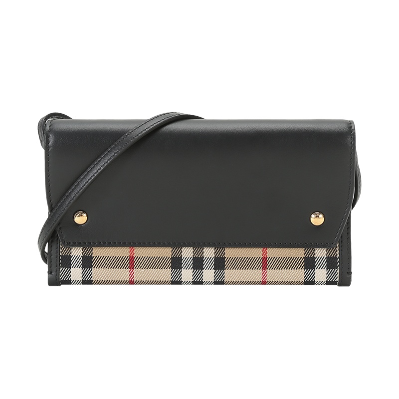 博柏利 BURBERRY 女款 织物配皮单肩斜挎包手拿包手机包80418021