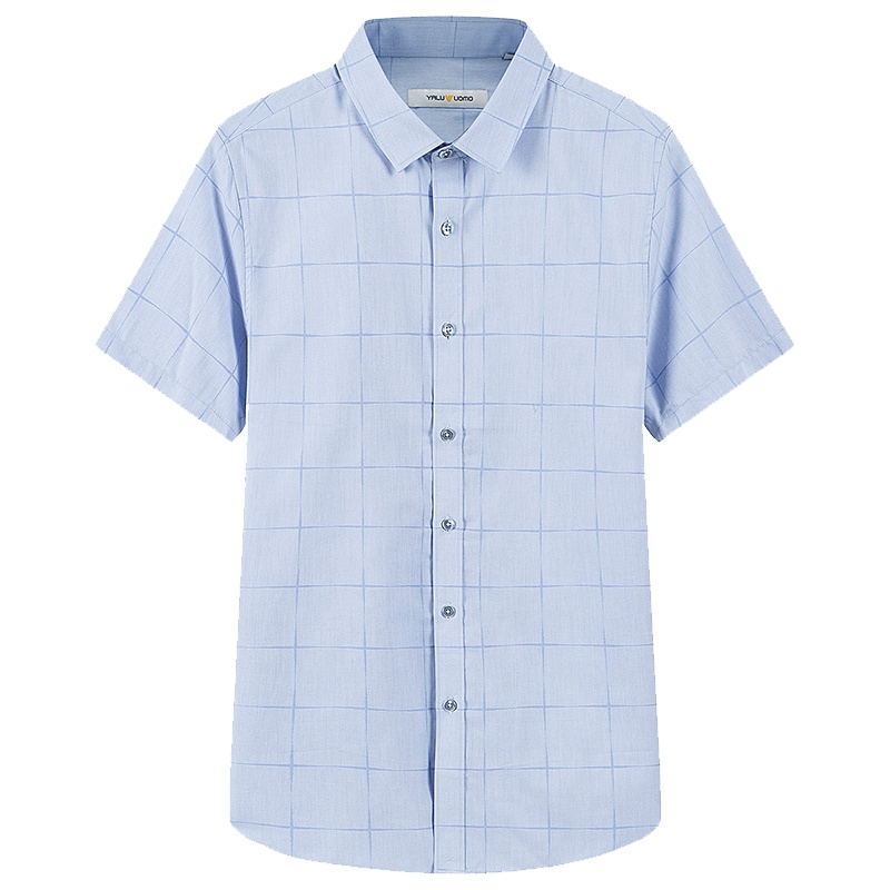 雅鹿男装夏季商务休闲格子衬衫男士短袖衬衫DD2CE048S