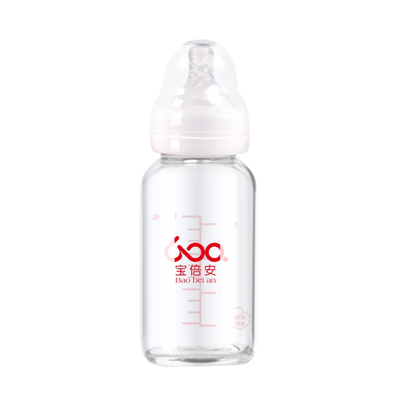 宝倍安(Bao bei an)婴儿耐高温标准口径硼硅玻璃奶瓶120ml小奶瓶 赠保护套